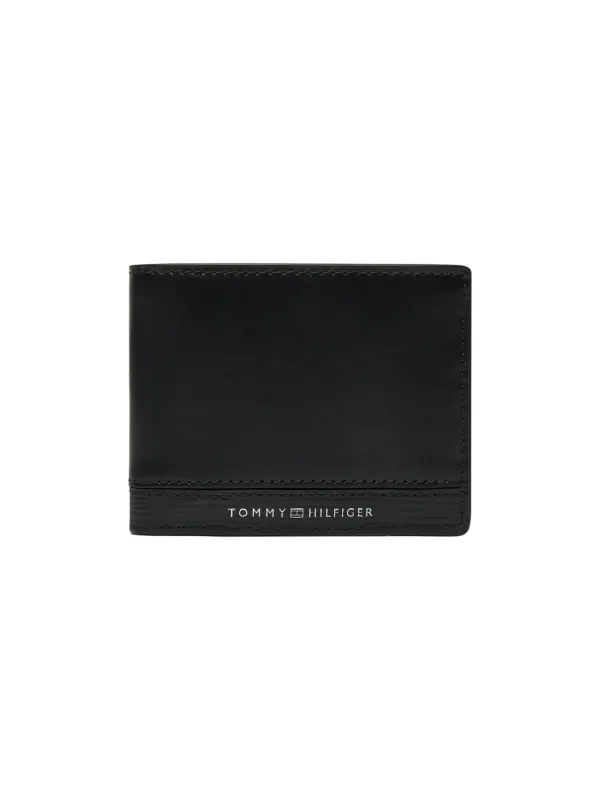 Schwarze Tommy Hilfiger Ledergeldbörse Schwarze Tommy Hilfiger Ledergeldbörse