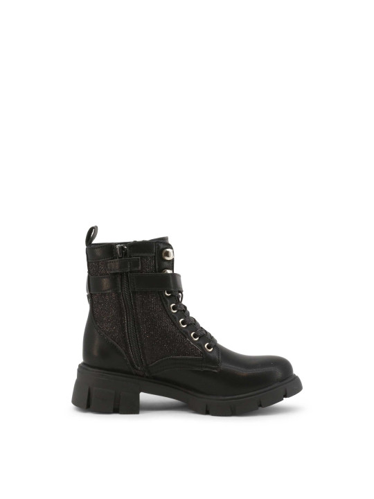 Schwarze Lederstiefelette mit grober Sohle