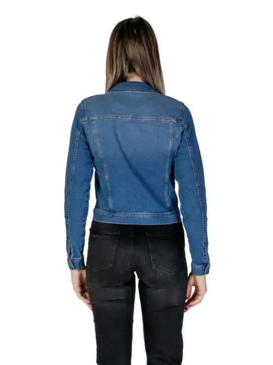 Blaue Baumwolljacke mit Reißverschluss