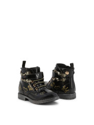 Schwarze Kinder Schnürstiefel Patentleder Sohle