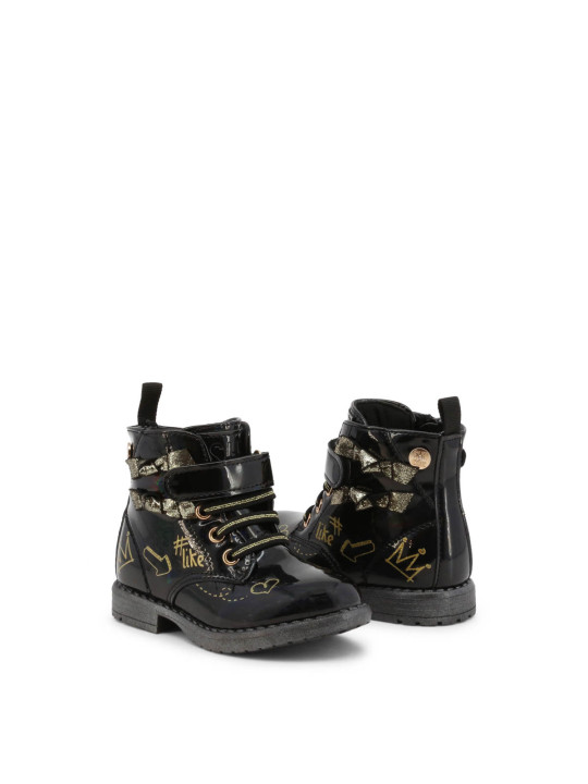 Schwarze Kinder Schnürstiefel Patentleder Sohle