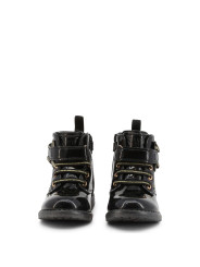 Schwarze Kinder-High-Top-Ledersneakers glänzend