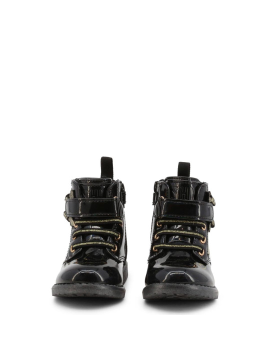 Schwarze Kinder-High-Top-Ledersneakers glänzend