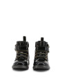 Schwarze Kinder-High-Top-Ledersneakers glänzend