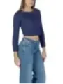 Dunkelgrauer gerippter Crop-Pullover