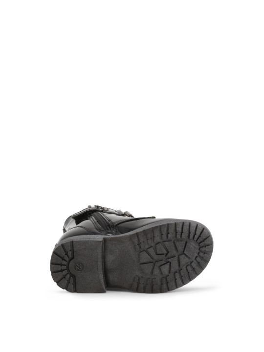 Schwarze Lederstiefeletten mit Wildledersohle