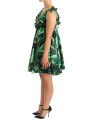 Dresses Elegant Flared Mini A-Line Dress in Green Leaf Print 1.800,00 € 8057155041909 | Planet-Deluxe