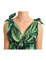 Dresses Elegant Flared Mini A-Line Dress in Green Leaf Print 1.800,00 € 8057155041909 | Planet-Deluxe