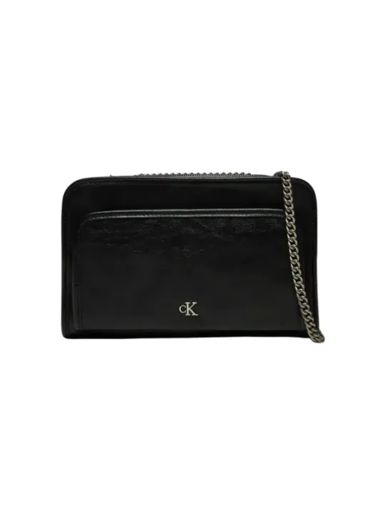 Schwarze Lederkette Calvin Klein Geldbörse