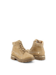 Beige Braun Stiefeletten mit Absatz