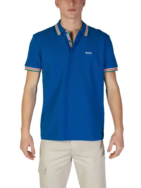 Blaues Polohemd mit Farbstreifen Blaues Polohemd mit Farbstreifen