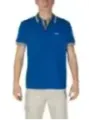 Blaues Polohemd mit Farbstreifen