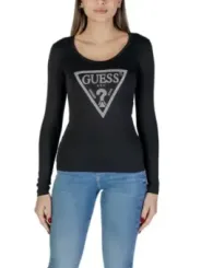 Guess Logo Langarmshirt Schwarz Damen
