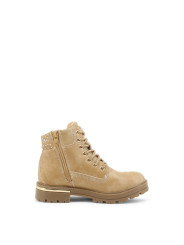 Beige Damen Schnürstiefel mit Absatz