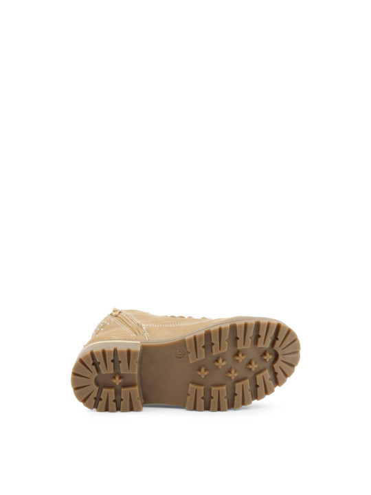 Beige Lederstiefel mit dicker Sohle