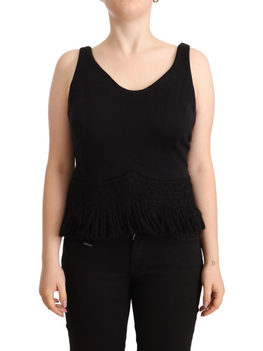 Tops & T-Shirts Chic Sleeveless Designer Tank Top in Black 200,00 € 8058301885323 | Planet-Deluxe