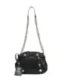 Schwarze Lederhandtasche mit Goldkette