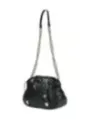 Schwarze Lederhandtasche mit Goldbeschlägen