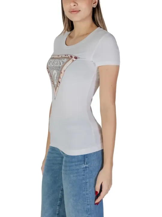 Weißes Guess Logo Damen T-Shirt