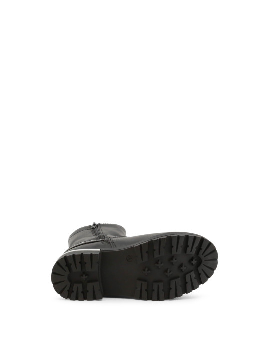 Schwarze Lederstiefelette mit Schnalle