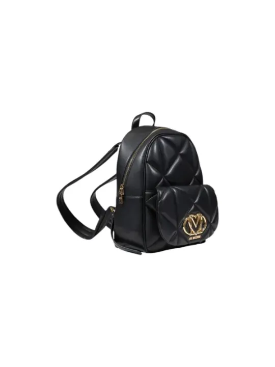 Schwarzer Moschino Leder Rucksack gesteppt