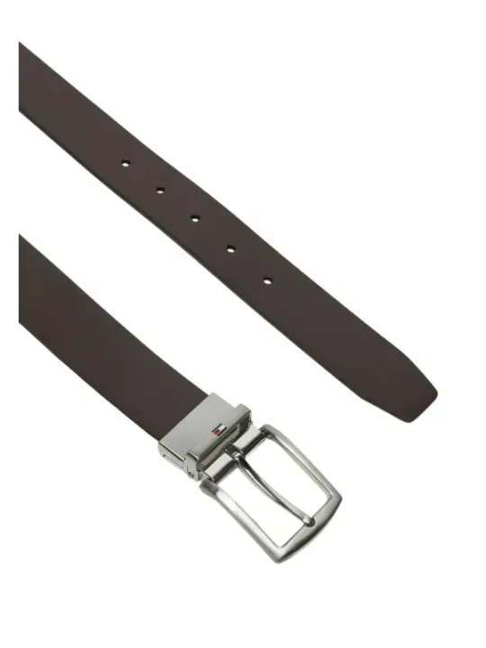 Tommy Hilfiger brauner Ledergürtel mit Metallschnalle