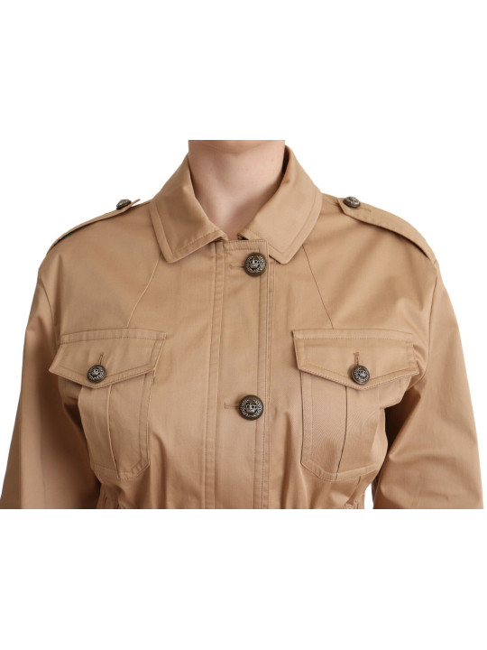 Jackets & Coats Chic Beige Button Down Coat with Embellishments 2.000,00 €  | Planet-Deluxe