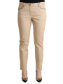 Jeans & Pants Elegant Beige Cotton Stretch Skinny Pants 350,00 € 8051569530967 | Planet-Deluxe