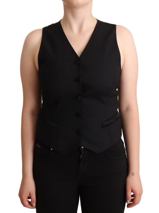 Tops & T-Shirts Elegant Black Vest Top with Button Detail 550,00 €  | Planet-Deluxe