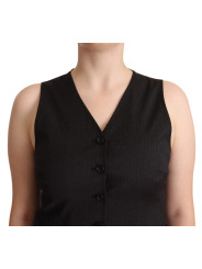 Tops & T-Shirts Elegant Black Wool Blend Waistcoat Vest Top 500,00 €  | Planet-Deluxe