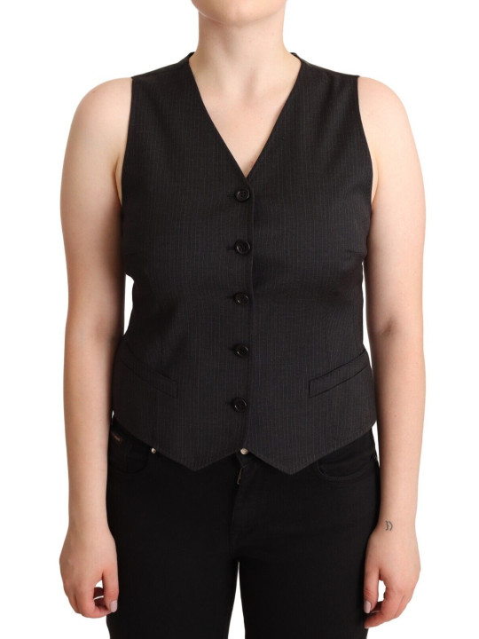 Tops & T-Shirts Elegant Black Wool Blend Waistcoat Vest Top 500,00 €  | Planet-Deluxe