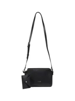 Schwarze Lederhandtasche mit goldener Schriftzug