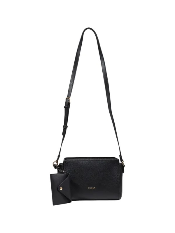 Schwarze Lederhandtasche mit goldener Schriftzug Schwarze Lederhandtasche mit goldener Schriftzug