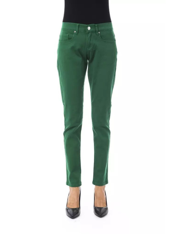 Jeans & Pants Chic Green Slim Fit Cotton Pants 170,00 € 2200000712974 | Planet-Deluxe