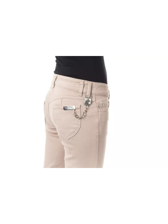 Jeans & Pants Elegant Beige Slim Fit Pants with Unique Chain Detail 200,00 € 2000034085811 | Planet-Deluxe