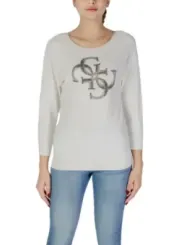 Weißes Guess Langarm-T-Shirt für Damen