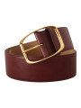 Belts Elegant Maroon Leather Belt with Gold Buckle 400,00 € 8057155022045 | Planet-Deluxe