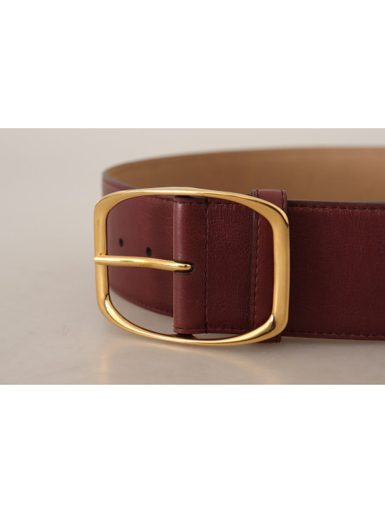 Belts Elegant Maroon Leather Belt with Gold Buckle 400,00 € 8057155022045 | Planet-Deluxe