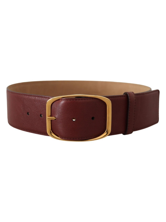Belts Elegant Maroon Leather Belt with Gold Buckle 400,00 € 8057155022045 | Planet-Deluxe