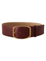 Belts Elegant Maroon Leather Belt with Gold Buckle 400,00 € 8057155022045 | Planet-Deluxe