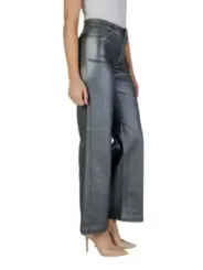 Schwarze Lederhose Metallic Slim Fit