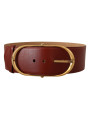 Belts Elegant Maroon Leather Belt with Gold Accents 400,00 € 8054802917273 | Planet-Deluxe