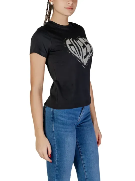 Schwarzes T-Shirt mit Diamant-Logo