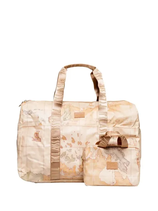 Weltkarte Duffle Tasche Beige Braun