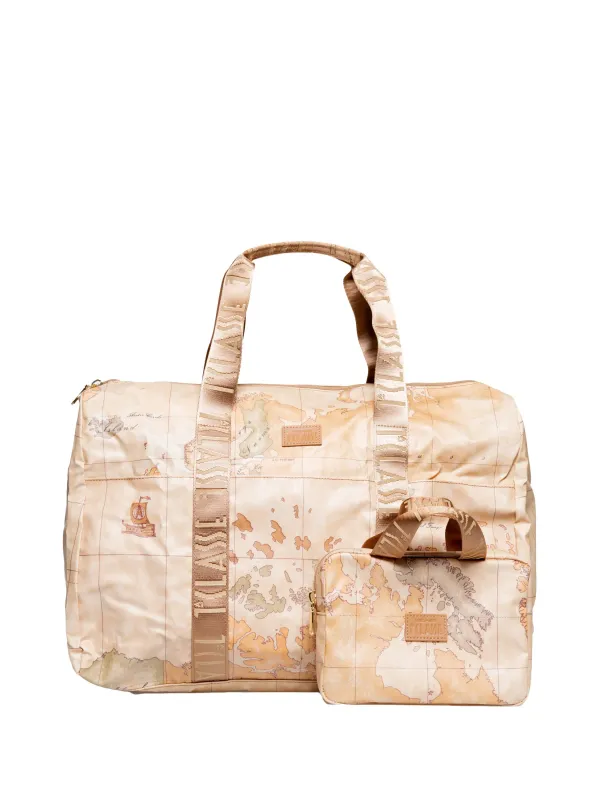 Weltkarte Duffle Tasche Beige Braun