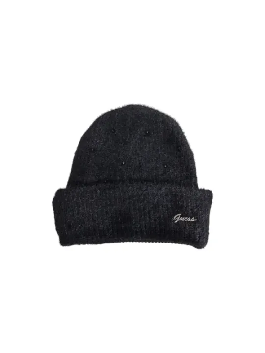 Schwarze Guess Strickmütze mit Logo