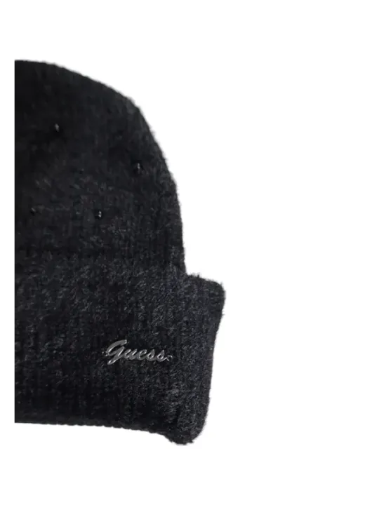 Graue Guess Logo Strickmütze gefaltet