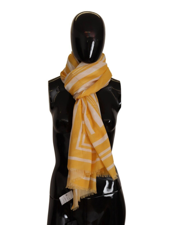 Scarves Elegant Striped Cotton Scarf with Logo Print 400,00 € 8054802992577 | Planet-Deluxe