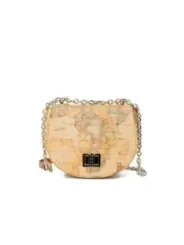 Weltkarte Clutch goldfarbener Schulterriemen