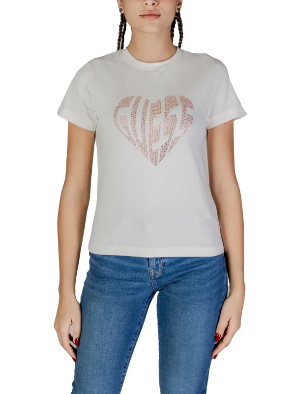 Weißes T-Shirt mit Herz-Logo Weißes T-Shirt mit Herz-Logo